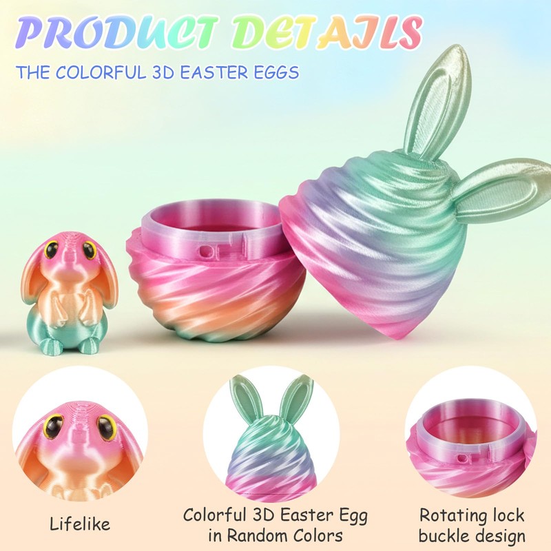 Easter Basket Stuffers Essentials - 2 PCS 3D Printed Bunny