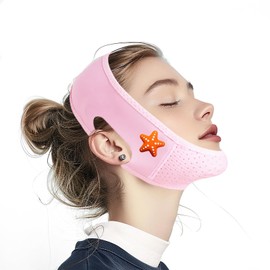Yuibthr Chin Strap for Sleeping, V Line Lifting Mask, Marine Biology Series, Reusable Face Strap, Jaw Exerciser (Pink-19)