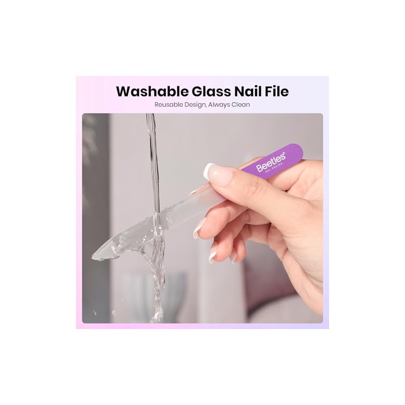 Beetles Glass Nail File 3 Pack for Natural Nails, Double-Sided