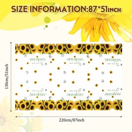 Sunflower Table Cover Sunflower Tablecloth Disposable Printed Plastic Tablecloth Birthday Party Tablecloth 43 x 71 Inches Sunflower Themed Birthday Party Decorations for Kitchen, Party(3 Pieces)