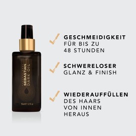 SEBASTIAN Professional Dark Oil - Fast Absorbing Styling Oil (95 ml) - Weightless Hair Oil with Argan Oil for Smoothness and Fullness - Nourishes and Styles