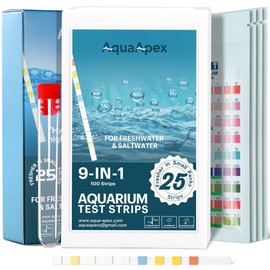 9-in-1 Aquarium Test Kit, 100 Strips, Suitable for Freshwater and Saltwater Tanks and Ponds. Tests Copper, Iron, Nitrate, Nitrite, Chlorine, Total Hardness, Alkalinity, Carbonate Hardness, and pH