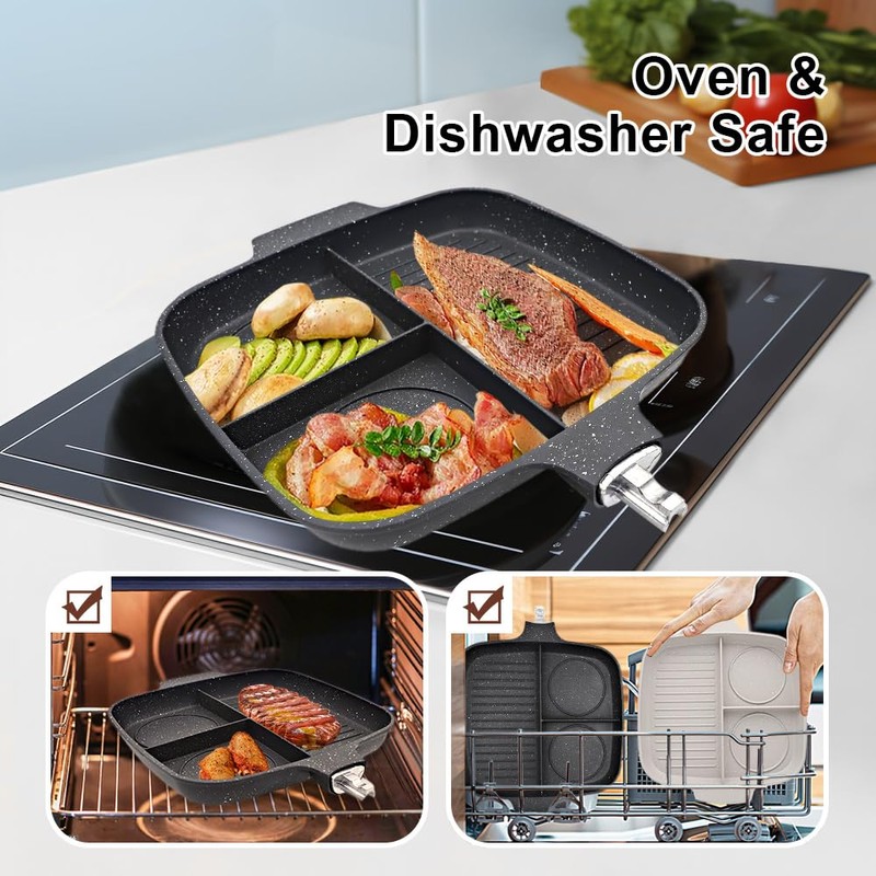 Bobikuke 3 in 1 Grill Pan for Stove Tops with