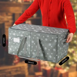 Hercugifts Christmas Ornament Storage Box Hold 54-4" Ornaments with Zippered Closure [1-Pack], Christmas Balls Holiday Ornament Storage Organizer with Dividers, Decoration Storage Containers with Lid