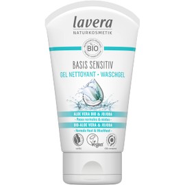lavera Basis Sensitiv Wash Gel - Face Wash Gel with Organic Aloe Vera & Organic Jojoba - Noticeably Invigorated Skin Feeling - Cleans Mild without Drying Out - Natural Cosmetics - Vegan - Organic (1 x