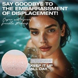 Leterly 24 Pcs Glitter Freckles Face Tattoo,Silver Face Glitter Makeup Patches Cute Sparkle Freckles Patches Waterproof Makeup Speckles for Face Accessories for Women Girls