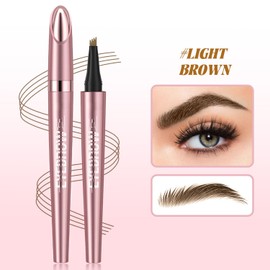 2PCS Eyebrow Tint Pencil, Waterproof, Smudge-Proof Eyebrow Pen with Four-Pronged Tip, Create Natural, Defined Eyebrows All Day(Light Brown+Dark Brown)