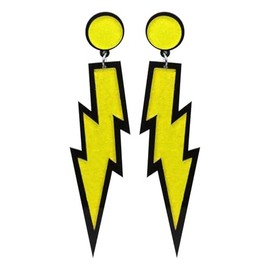 hoyuwak 80s Neon Earrings for Women Delicate Lightning Drop Hook Earring for Outfit Glow Party Accessories (Yellow)
