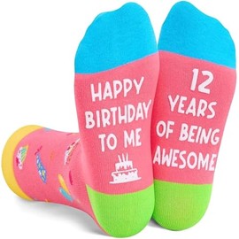 12th Birthday Gifts for Girls, 12 Year Old Girl Birthday Gifts, Happy 12th Birthday Unique Socks for Best Friends Female Daughter Sister Her Girlfriend Coworker Bestie Women