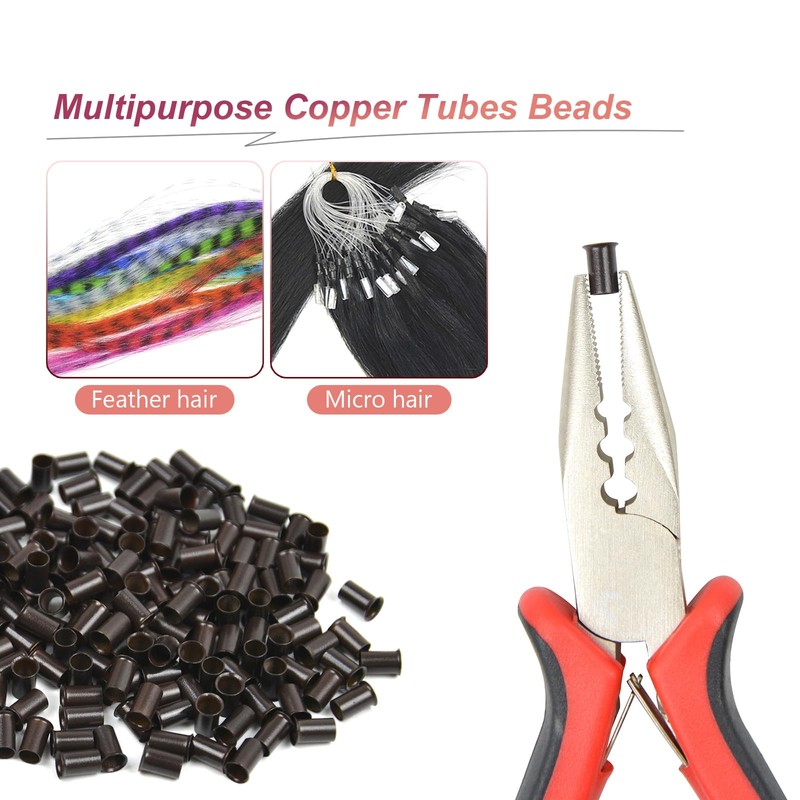 200 Pcs 3.4 mm Micro Links Beads Copper Tubes Hair