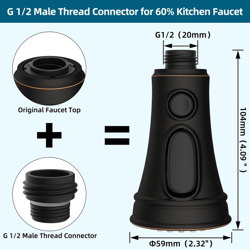 Hygie Rinse Pull Down Kitchen Faucet Sprayer Head 3 Function