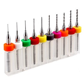 Yuentoen 10 Piece Micro Drill Bit Set, 0.3 mm - 1.2 mm, Spiral Drill PCB Pressure Board, Engraving Drill Bits Set for Rough Stone, Jewellery, CNC, Soft Metals, Pressure Circuit, Engraving (10 Sizes,