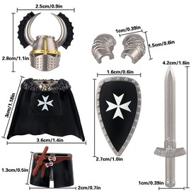 Medieval Weapons Pack for Custom Mini Knight Figures Ancient Kingdom Military Soldier Castle Armory Building Block Set Compatible with Major Brand,Includes heavy armor accessories and warhorses