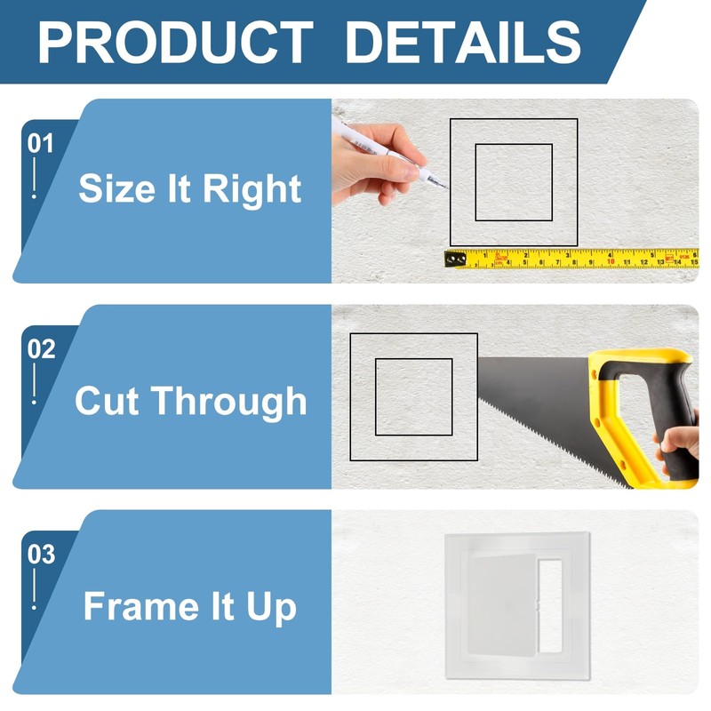 PATIKIL 8x6 Inch Self-Adhesive Access Panel, 2Pcs ABS Plumbing Access