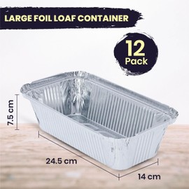 HOMESHOPA Large Aluminium Foil Loaf Containers with Lids, 12 Pack Disposable Reusable Foil Loaf Pan for Baking, Cooking, Meal Prep, Takeaway Tin, Food Storage & Takeout