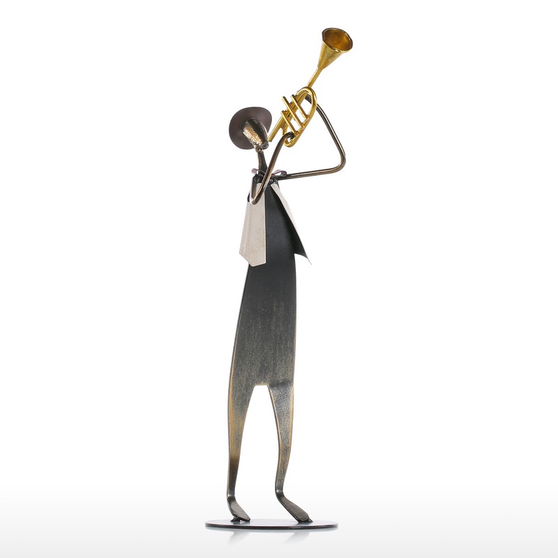 Cowboy Band / Trumpet Music Trumpet Playing Metal Iron Sculpture