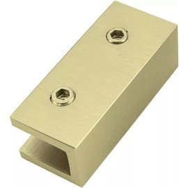 Top Hardware 180 Degree Brass Glass to Glass Shower Door Clamp for 5/16" & 1/2" Thick Glass - Satin Brass Finish
