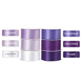 Yardinys Satin Ribbon 1-1/2 Inch Fabric Ribbon, Purple Ribbon Assortment Double Faced Ribbon for Gift Wrapping Flower Bouquet Wedding Party Decoration Hair Bows DIY Crafts- 10 Yards/Roll, Total 60Yds