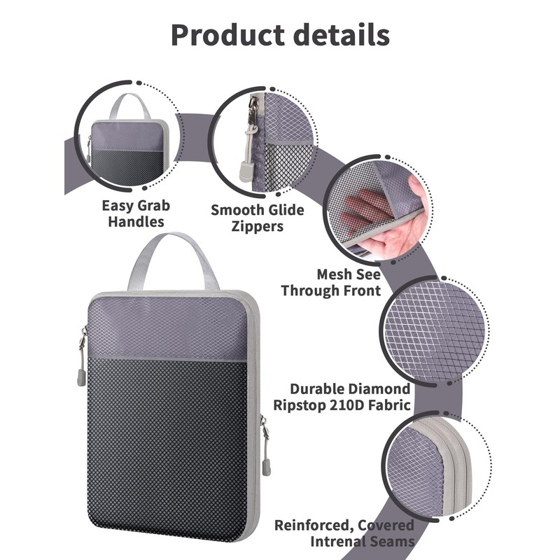 NMNGB Compression Packing Cubes for Carry on Suitcase, 6 Set