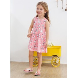 Girls Sleeveless Dress Cat Dress Girls Pink Swing Sundress Baby Girls Backless Bowknot Back to School Dress Girls Cat Outfits Pink Clothes18-24M /1301