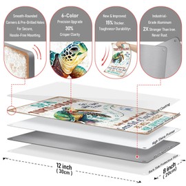 Homely Accents Sea Turtle Wall Decor - Inspirational Beach Themed Room Decor Metal Sign Boho Coastal Bathroom Art Turtle Gifts for Women 8x12 Inches