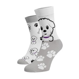 BENAMI Funny Socks Various Patterns Cotton Socks for Men and Women, maltese dog