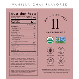 Truvani Vegan Pea Protein Powder | Vanilla Chai | 20g Organic Plant Based Protein | 10 Servings | Keto | Gluten & Dairy Free | Low Carb | No Added Sugar