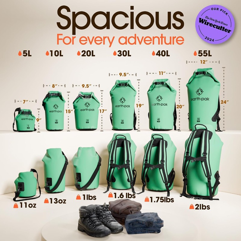Earth Pak - Bolsa seca impermeable para kayak con funda