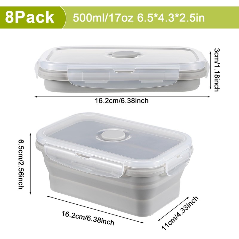 Mifoci Set of 8 Silicone Collapsible Bowls for Camping with