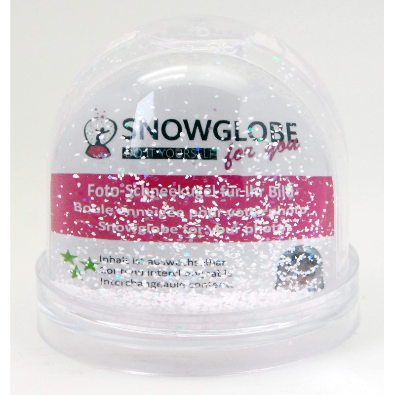 Schneekugelhaus 50008 Schneekugelfoto mit Sockel transparent mit Schnee und Glitzer