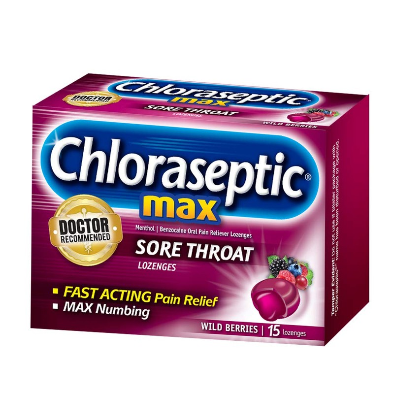 Chloraseptic Sore Throat Lozenges, Max Strength Wild Berries, 15 ct