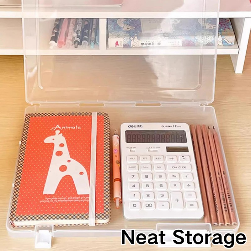 SUQ 4PCS File Storage Box, A4 File Portable Project Case,