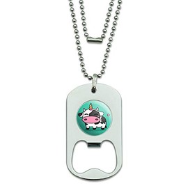 GRAPHICS & MORE Cute Kawaii Unicorn Cow Military Dog Tag Bottle Opener Pendant
