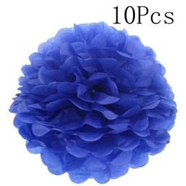 Lightingsky 10pcs DIY Decorative Tissue Paper Pom-poms Flowers Ball Perfect for Party Wedding Home Outdoor Decoration (6-inch Diameter, Blue 3)