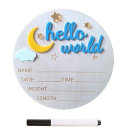 Wooden Newborn Sign,5.9 Inch Wooden Sign Baby Welcome Sign Birth Baby Name Plaques,Cute Birth Announcement Board,for Girl Boy Baby Shower Hospital Nursery Photo Prop