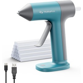 TILSWALL Tilswall Cordless Hot Glue Gun, Rapid 30s Preheat, Mini glue gun and sticks set with 2000mAh Type-C Rechargeable, Smart Power Off, 20 Premium Glue Sticks, Ideal for DIY Crafts, Gift Making Blue