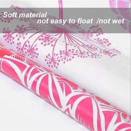 BERYART Bathroom Shower Curtain, Water Resistant Fabric with Hooks, Machine Washable, 40"x70", (Red Flower)