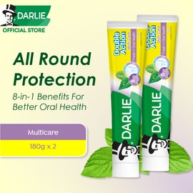 DARLIE Double Action Multicare Cool Mint Toothpaste 180gx2 (Value Pack)