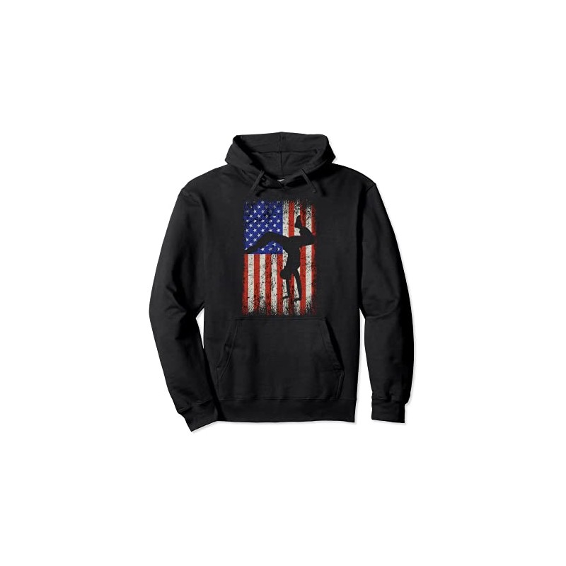 Break Dancer USA American Flag Break Dancing Silhouette Pullover Hoodie