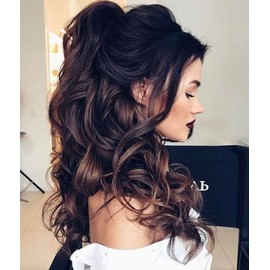 Ponytail Extension Long Body Wavy Black for Women Synthetic, Clip in Wrap Around Ponytail 18 Inch Fluffy Hairpiece for Daily Use (18Inch Natural Black)
