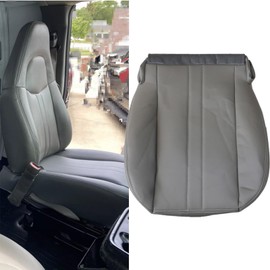 SecosAutoparts Driver or Passenger Bottom Leather Seat Cover Gray Compatible with Chevy Express GMC Savana 2003-2014