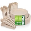 250 Piece Compostable Paper Plates Set with Extra Long Utensils,