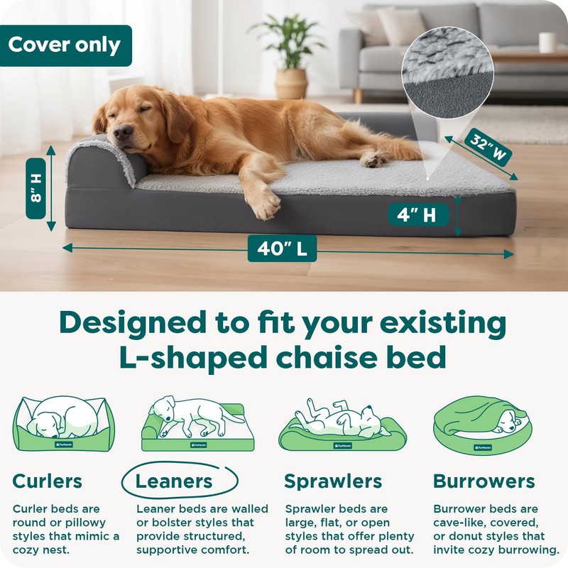 Furhaven Replacement Dog Bed Cover Two-Tone Faux Fur & Suede