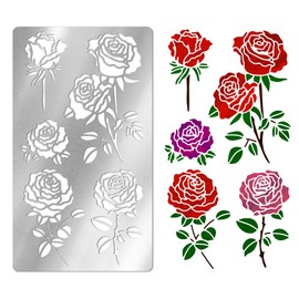 UNICRAFTALE Metal Stencil for Craft Wood Burning Rose Stencil Stainless Steel Reusable Flower Stencils Templates Wood Carving Floral Stencils for Woods Pyrography Engraving DIY Craft