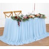 QueenDream 6ft Baby Blue Chiffon Table Skirt for Rectangle Table