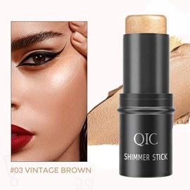 Barra iluminadora marrón, maquillaje iluminador para cara y cuerpo, barra de brillo corporal multiusos, brillo radiante y brillante, color de larga du