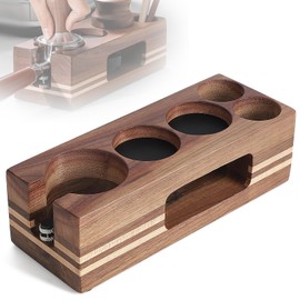 EFUTURETIME Tamper Station 51-54 mm Espresso Tamper Station Walnut Wood Holder Height Adjustable Cafe Station Portafilter