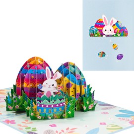 Pop-up Card Easter,3D Easter Eggs and Easter Bunny Card with Envelope,Colour Easter Card for Children
