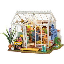 ROBOTIME DIY Miniature House Kit Garden House | Wooden Dollhouse Model Building Kit with LED for Adults and Children | Holiday Birthday Gift
