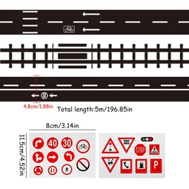 hioseyre 3 Pcs Road Tape for Toy Cars, Removable Ordinary Highways Road Tape, Diy Traffic Road Tape for Diy Traffic Road Sign Interactive Play Traffic Themed Classroom Festive Decoration and Playroom